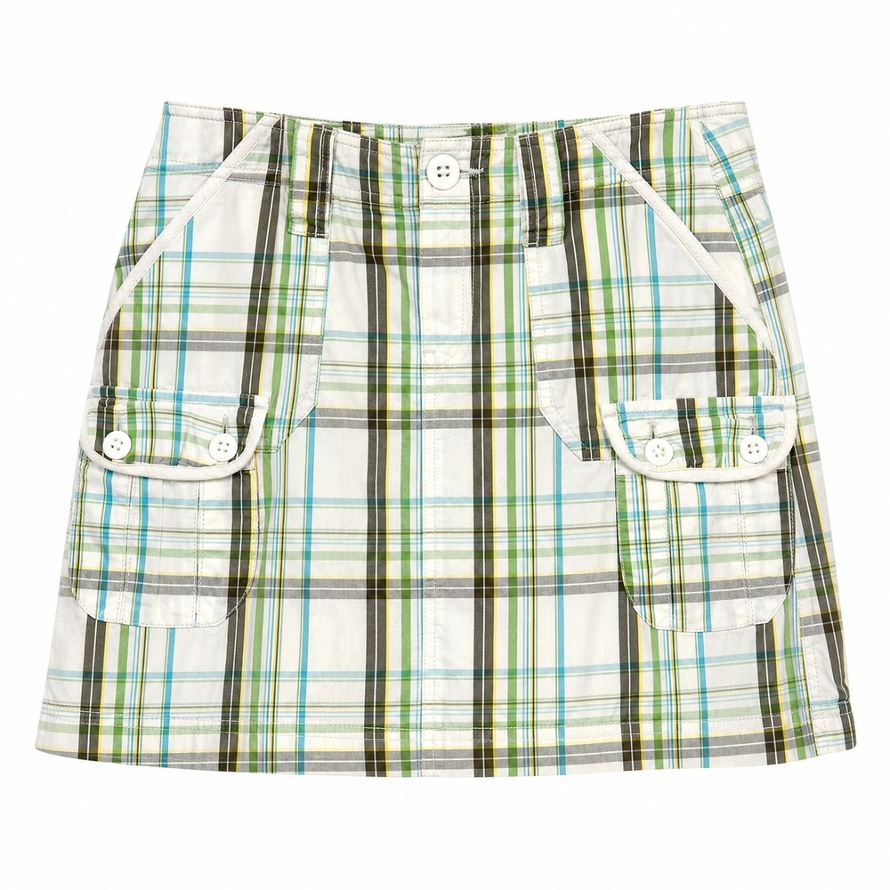 Y2k Gorpcore Utility Plaid Cargo Mini Skirt Womens Size 8 Preppy Clueless Vibes